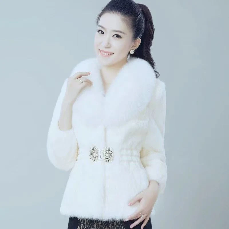 Title 7, Autumn and Winter Faux Fur Coat with Fox Fur Co...