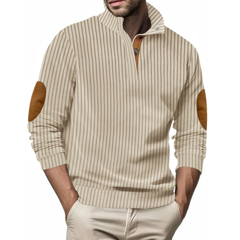 Suéter Masculino Casual com Jacquard Listras Verticais Gola Alta Conforto e Estilo Moderno Perfeito para o Dia a Dia Roupa da Moda — foto 10