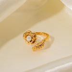Anel de aço inoxidável banhado a ouro 18K estilo INS. Durabilidade, elegância e resistência à água para uso diário e especial. — foto 13
