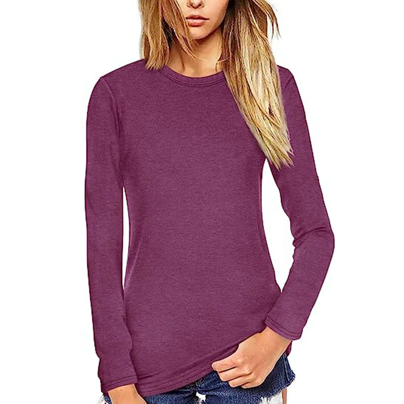 T-shirt da donna tinta unita elasticizzato, vestibilità slim, scollo rotondo. Un capo essenziale per ogni guardaroba, perfetto per un look casual e chic. — foto 19