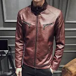 Casual Mock Neck Leather Jacket for Men. Comfortable, stylish, and versatile. The perfect jacket for a modern look in an — photo 4