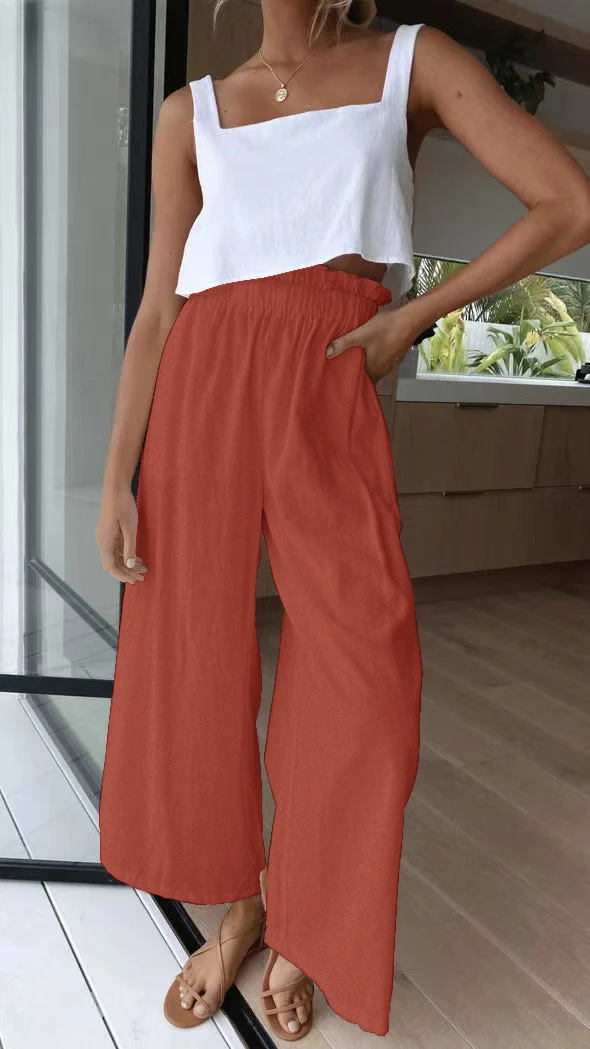Women's High Waist Wide Leg Pants Loose Multicolor. Comfortable and stylish pants for everyday wear. Perfect for a casua — photo 1