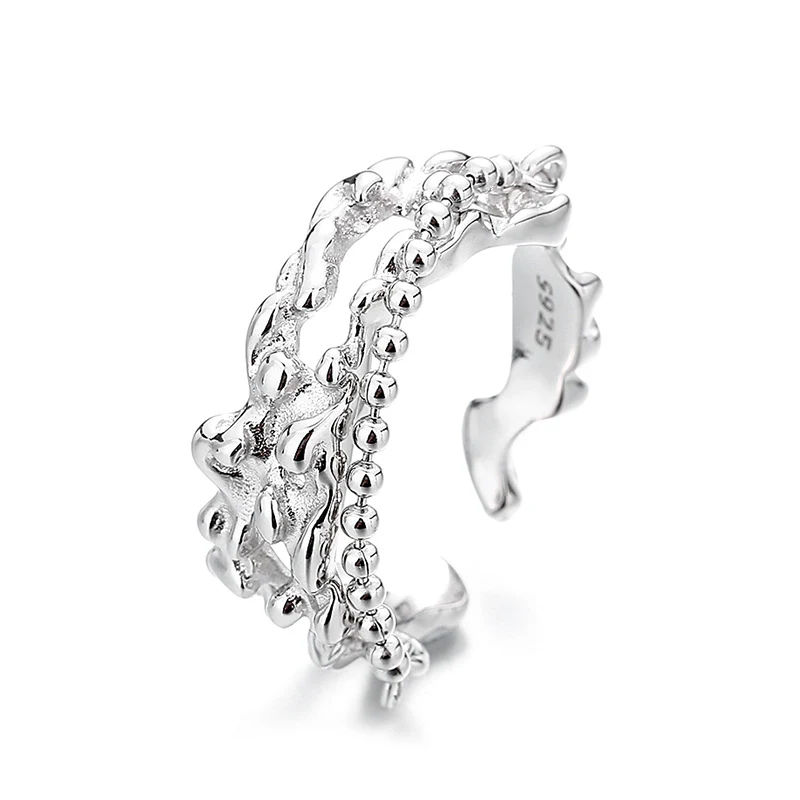 Title 6, Anillo Geométrico con Cadena de Cuentas Redonda...