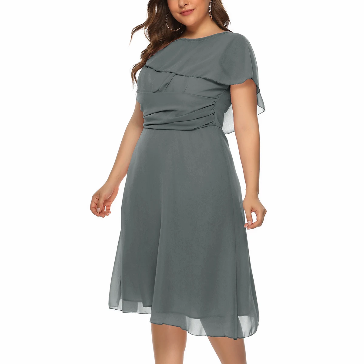 European And American Elegant Chiffon Plus Size Dress — photo 4