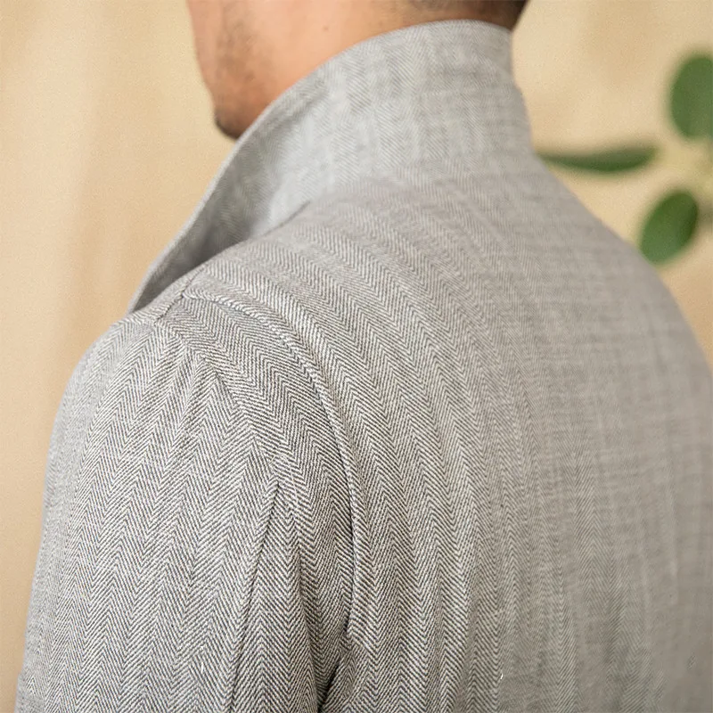Cotton and Linen Stand-up Collar Cinched M65 Safari Jacket for Men. Stylish and Versatile Outdoor Wear, Perfect for Adve — photo 2