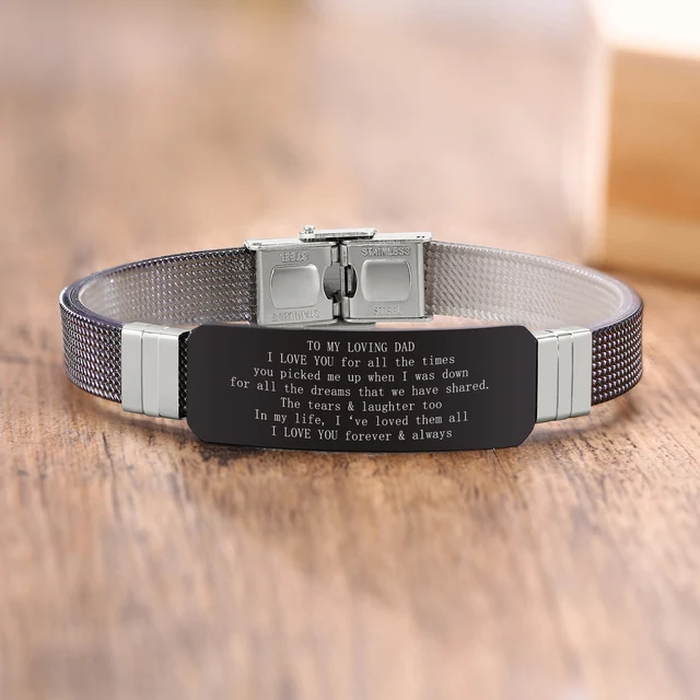 Title 7, Pulseira Vnox BEST DAD para homens, 15mm person...