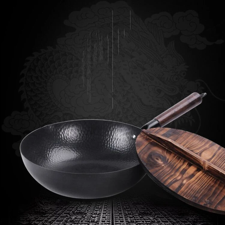 Title 1, Household Cedar Lid Non-stick Pan Uncoated Wok,...