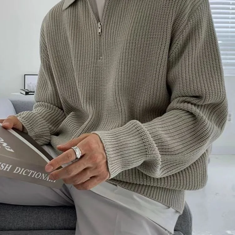 Spring and Autumn Loose Fashion Half Zipper Men's Sweater Comfortable and Stylish Casual Wear Perfect for Everyday Use a — photo 4