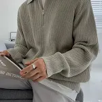 Spring and Autumn Loose Fashion Half Zipper Men's Sweater Comfortable and Stylish Casual Wear Perfect for Everyday Use a — photo 4