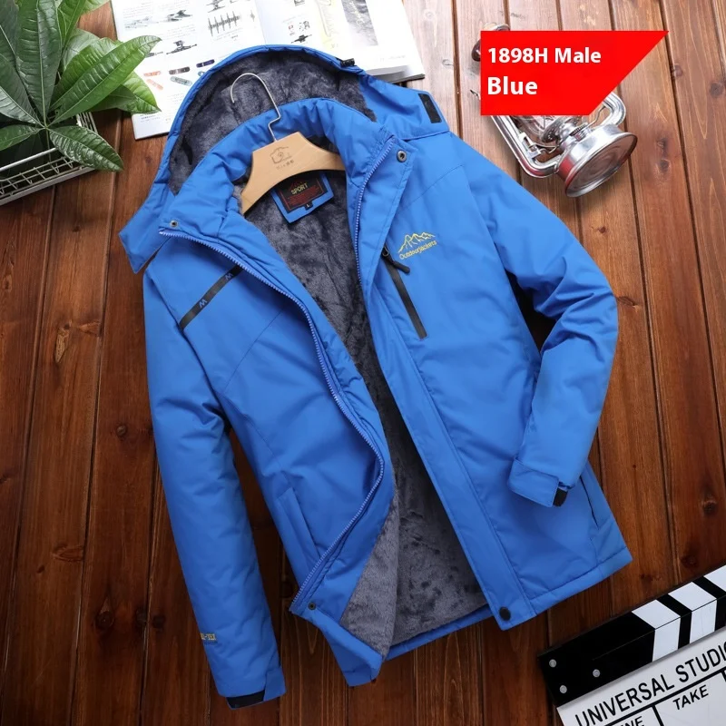 Jaqueta plus size masculina solta para cavalgada, à prova de vento, montanhismo, forro de algodão, perfeita para aventuras ao ar livre. — foto 2