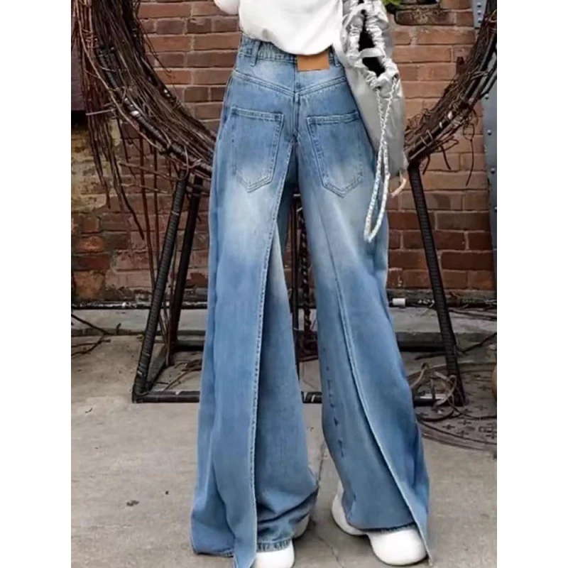 Title 5, Jeans rectos de mujer de talle alto con diseño ...