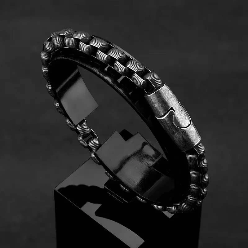 Pulseira Vintage Masculina Aço Titânio Personalidade Criativa. Estilo Único e Durabilidade Excepcional. Joia Masculina para Homens Modernos. Presente Ideal. — foto 2
