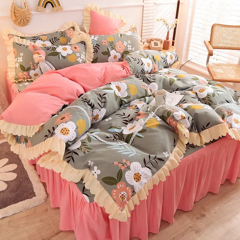 Girly Heart Lace Bed Skirt Princess Style Duvet Cover Bedding, create a dreamy princess bedroom with this elegant beddin — photo 9