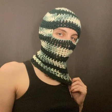 Title 1, Handmade knitted hat with windproof neck protec...