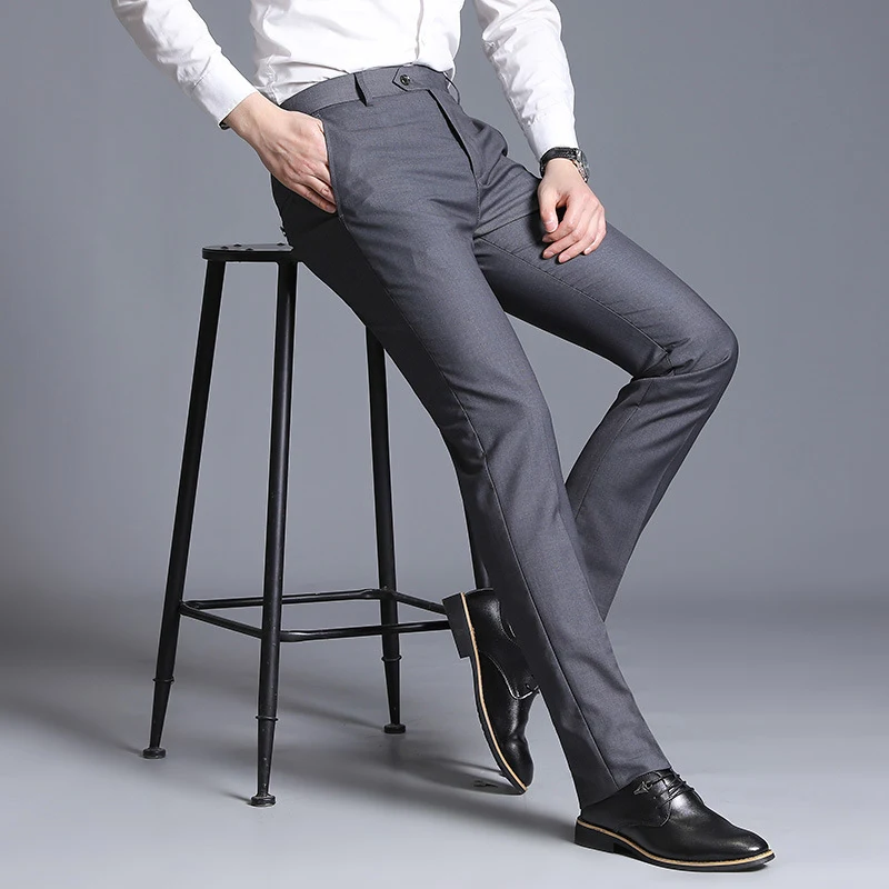 Slim Fit Gray Casual Straight Suit Pants. Experience ultimate comfort and a modern silhouette. Perfect for everyday wear — photo 4