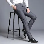 Slim Fit Gray Casual Straight Suit Pants. Experience ultimate comfort and a modern silhouette. Perfect for everyday wear — photo 4
