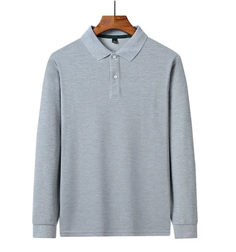 Title 7, Camisa Polo de Negocios Manga Larga Cuello Sola...