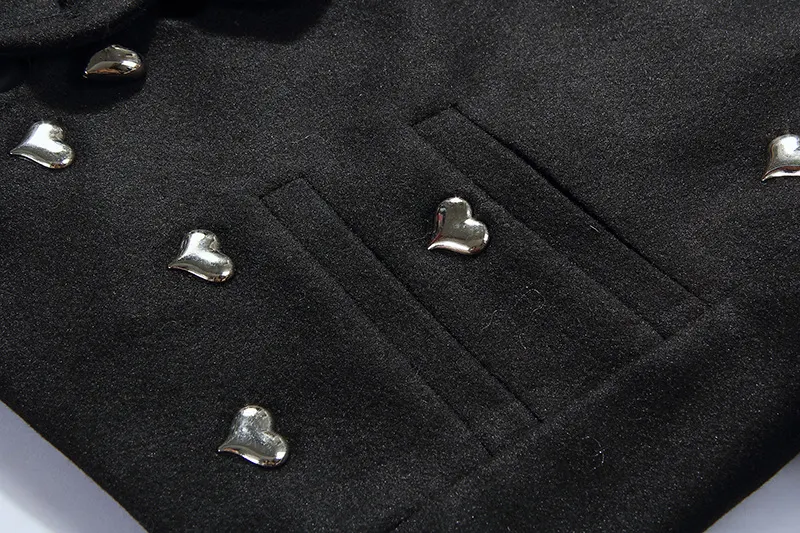 Title 18, Heavy Industry Black Love Heart Wool Tweed Shor...