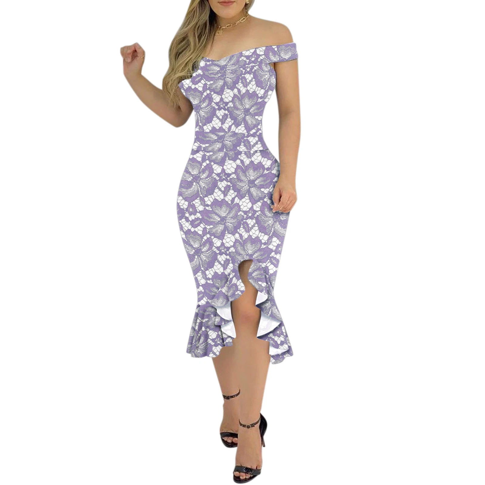 Title 20, Womens Fashion Graceful Personality Ruffled Dress