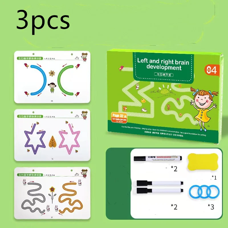 Treinamento Divertido de Controle do Lápis para Crianças Papel Apagável de Jardim de Infância. Desenvolve habilidades de escrita e reutilização. — foto 6