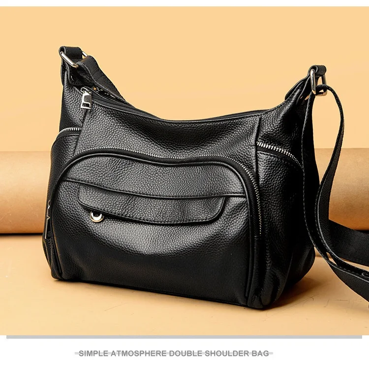 Dames messenger bag van eerstelaags koeienhuid, veelzijdig, grote capaciteit, schoudertas perfect voor dagelijks gebruik — foto 26