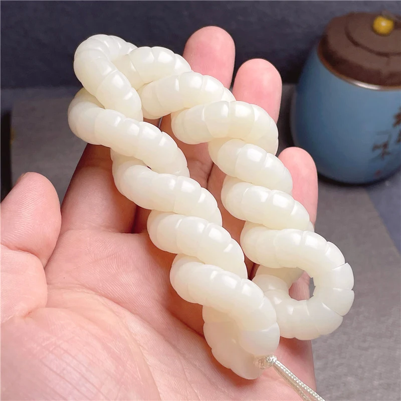 Pulseira budista de contas lisas de raiz Bodhi em leque, feita à mão com fio, ideal para meditação e oração, promove a tranquilidade e o bem-estar. — foto 2