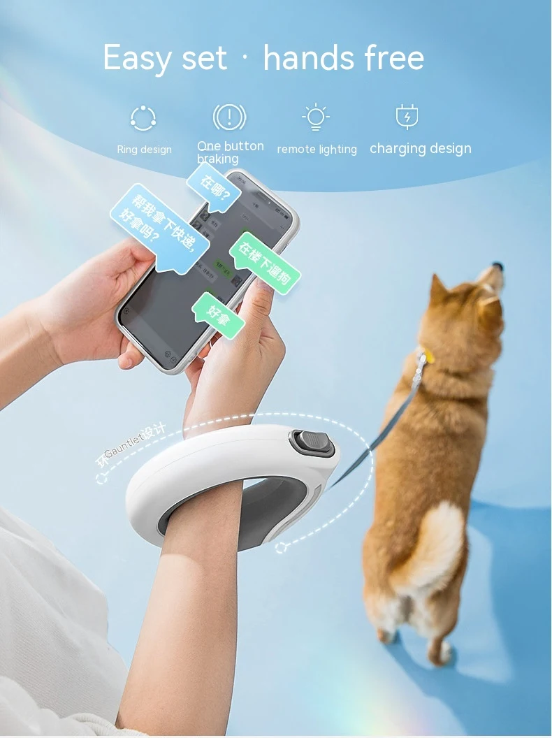 Title 17, Ring With Light Dog Leash Pet Automatic Retract...