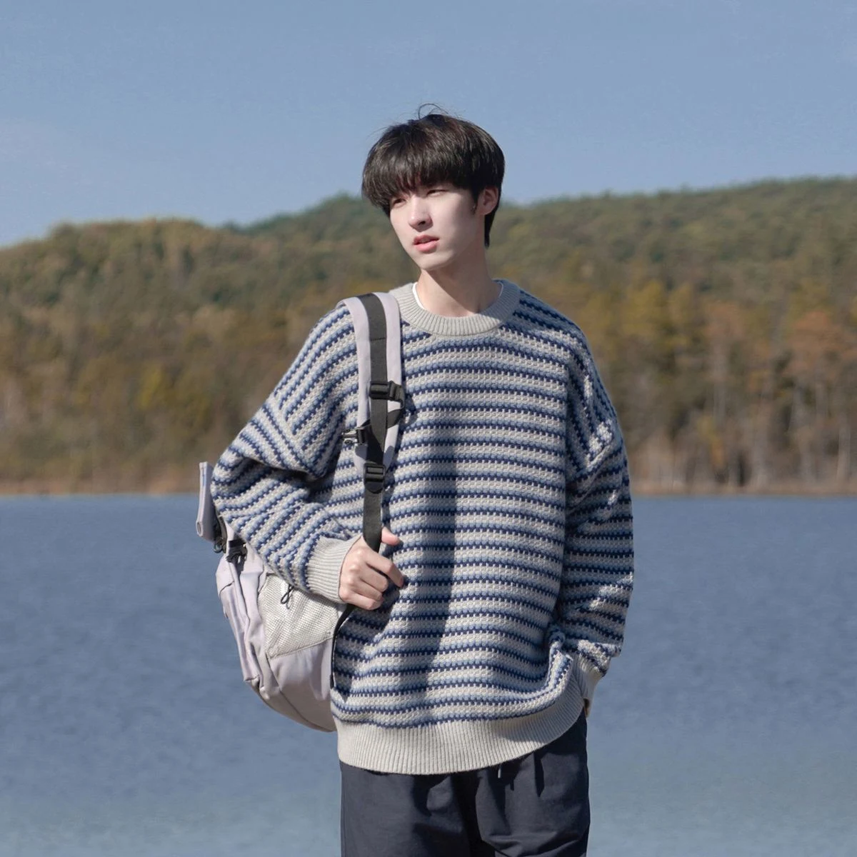 Title 3, Winter mens and womens same style striped kni...