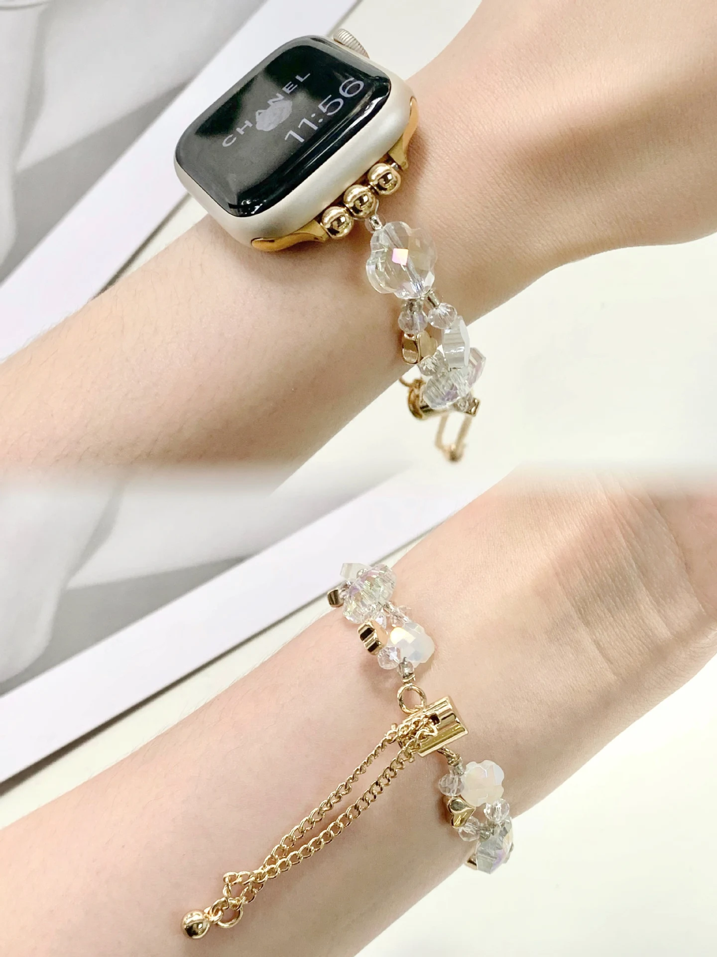 Pulseira de cristal nicho S8 Watch Band SE para mulheres. Adicione elegância ao seu smartwatch com esta pulseira deslumbrante. — foto 3