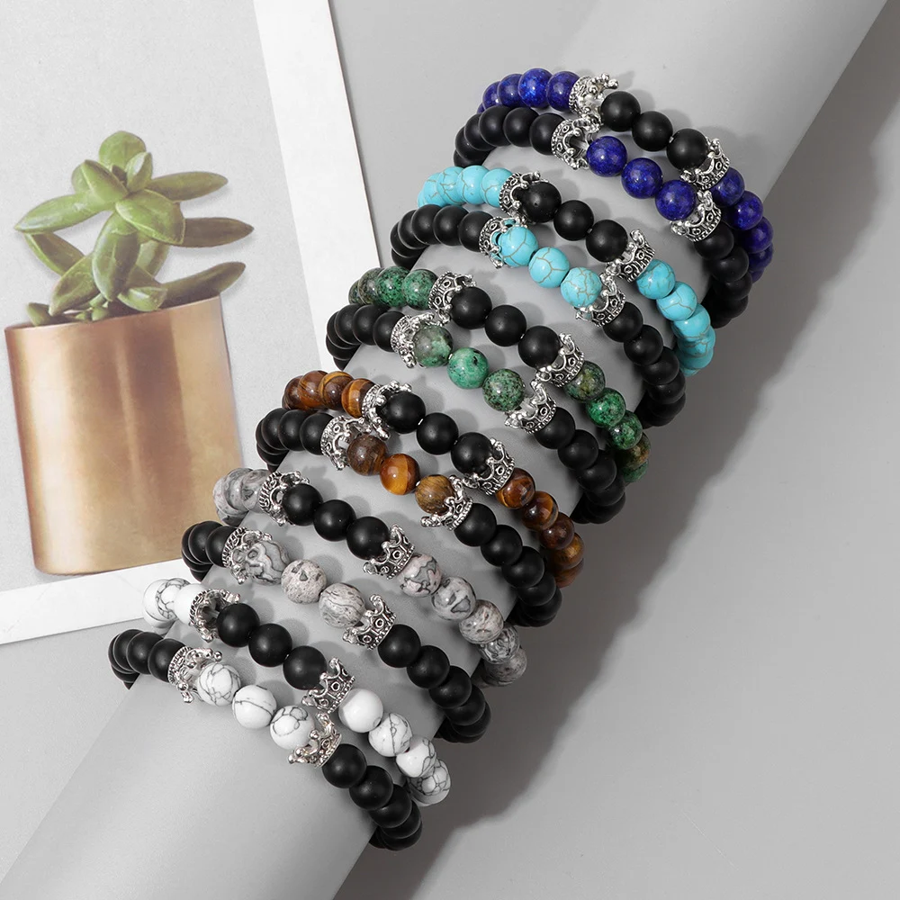 Pulseira combinada com contas de pedra natural, conjunto elegante e sofisticado, perfeito para looks casuais e formais, presente ideal. — foto 12
