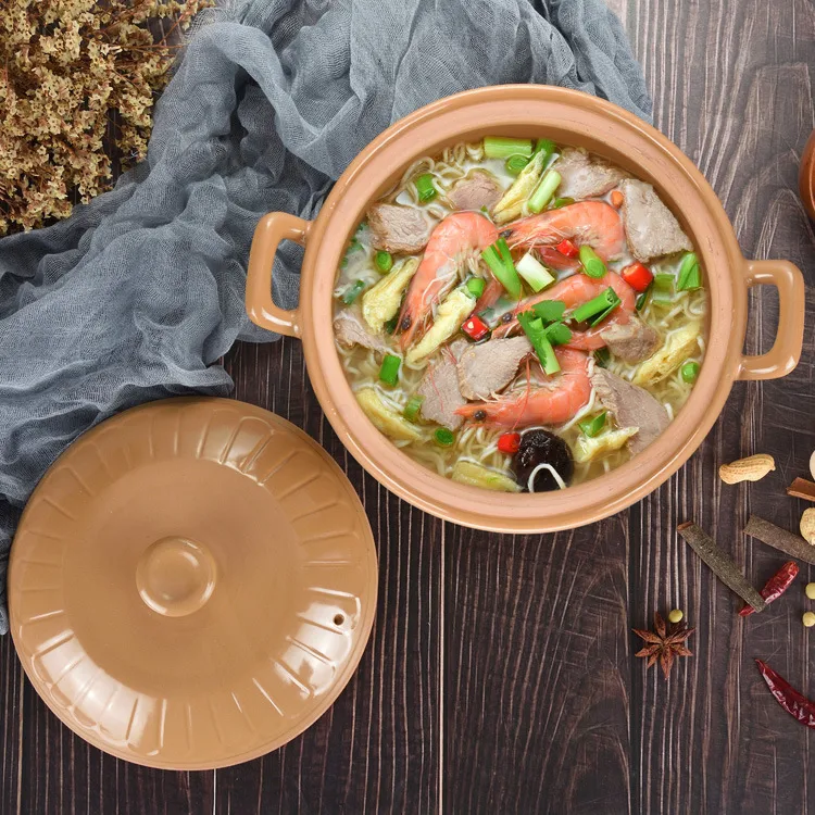 Rich white ceramic casserole with orange flower design, household high temperature resistant, promoting healthy cooking — photo 3