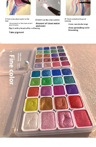 Title 5, Čvrste Sedefaste Akvarel Boje, Žive Boje za Ume...