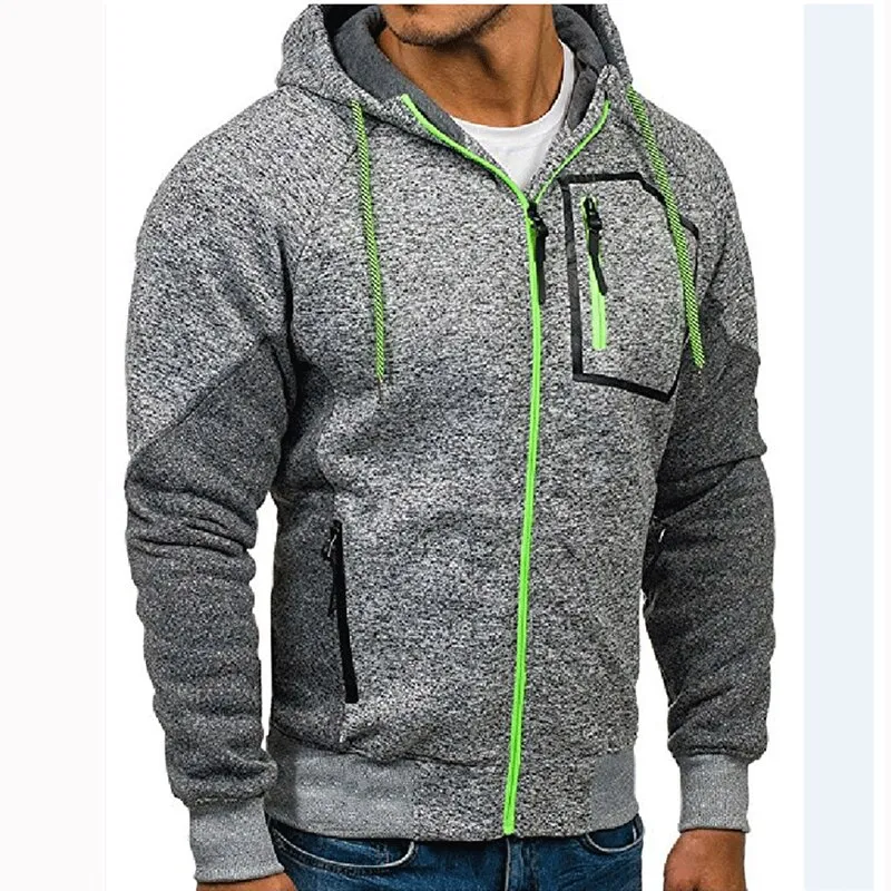 Men's Long Sleeve Hoodie Jacket with Zip, Pocket, and Paneling. Provides comfort and style for casual wear and outdoor a — photo 6