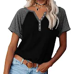 Camiseta de manga curta folgada de tamanho grande com combinação de cores de moda de verão, ideal para o calor e estilo casual. — foto 7