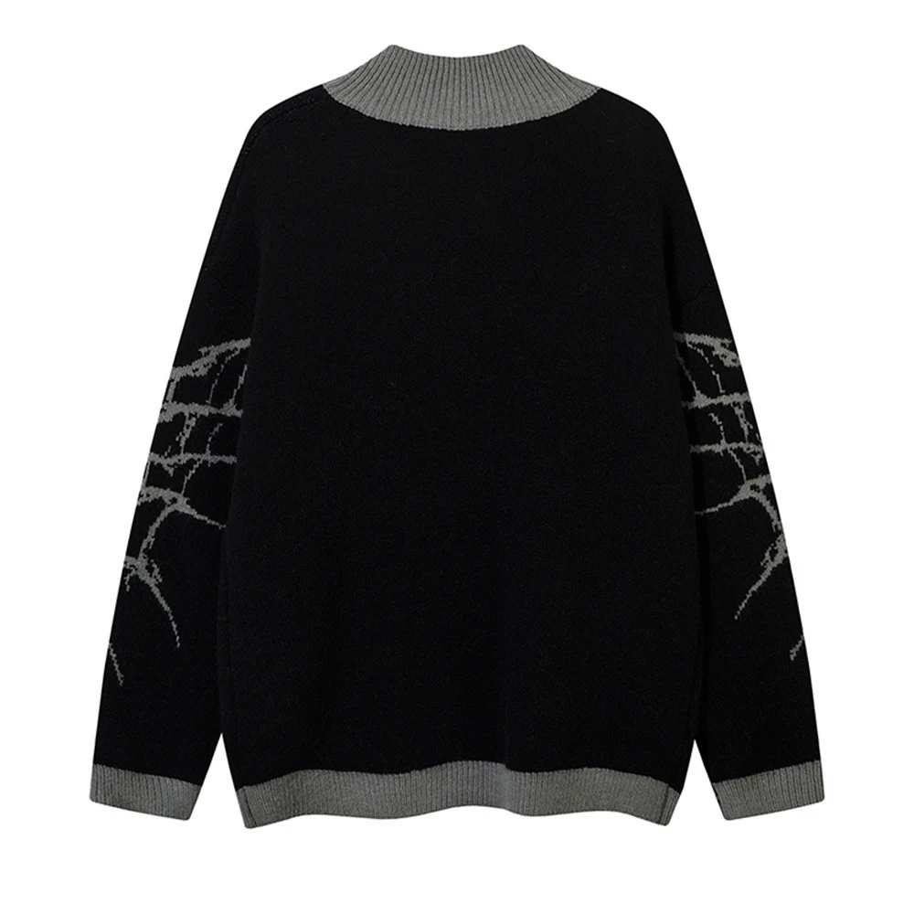 Title 7, Mens Dark Spider Web Zipped Stand Collar Sweat...