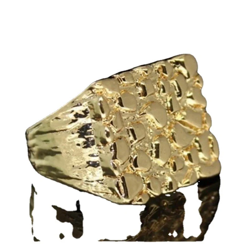 Anel Dourado com Padrão Quadrado Geométrico e Temperamento, design elegante e moderno, realça a sofisticação, perfeito para quem busca estilo único e marcante — foto 10
