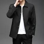 Men's Fall Winter Polo Collar Solid Color Business Jacket Short Button Lightweight Coat. Perfect for office wear, provid — photo 3