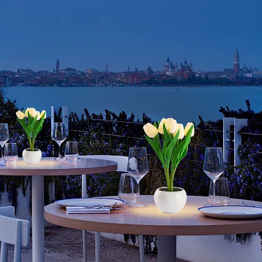 Title 5, LED Tulip Flower Night Light Artificial Potted ...