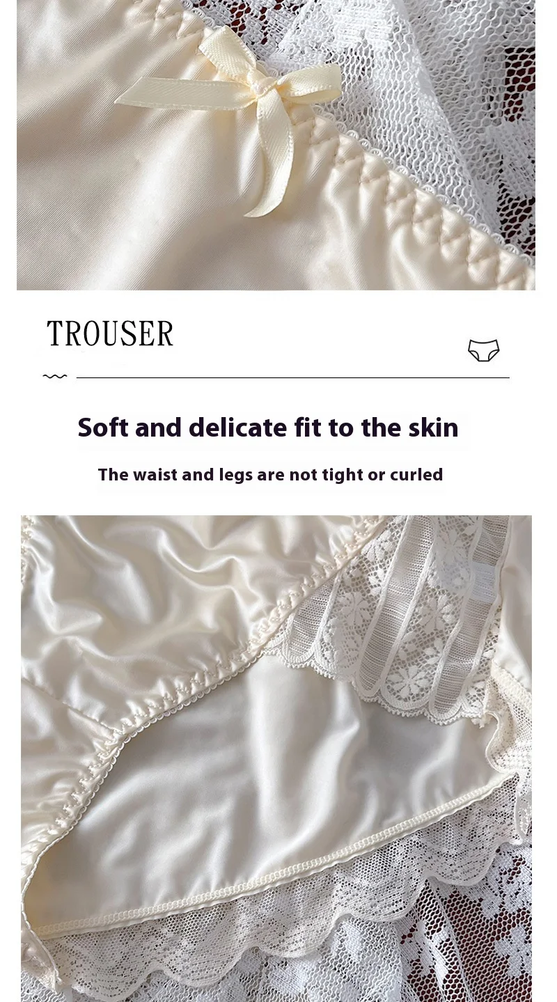 Ropa interior de seda helada, suave y sensual, con encaje, sin costuras, para mujer. Comodidad y estilo simple, perfecta para un uso diario discreto. — foto 19