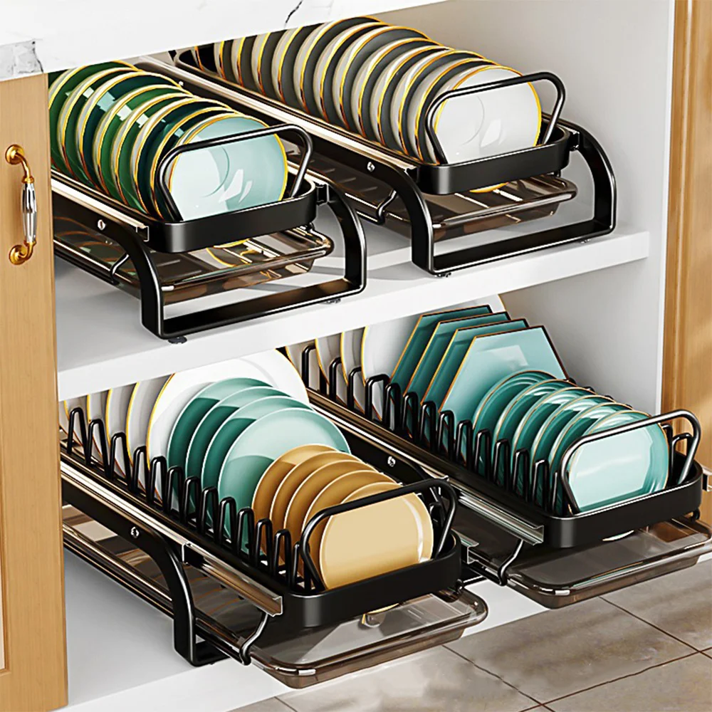 Kitchen pull-out bowl and dish rack cabinet storage, multi-layer drawer, organizes your tableware, maximizes space in yo — photo 4