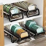 Kitchen pull-out bowl and dish rack cabinet storage, multi-layer drawer, organizes your tableware, maximizes space in yo — photo 4