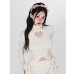 Hollow Heart High Neck Long Sleeve T-shirt — photo 6