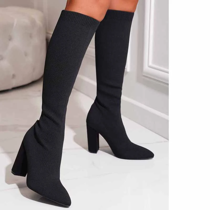 Women's Thick High-Heeled Thigh Boots. Step out in style and comfort with these boots, perfect for any occasion and desi — photo 3