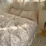 Fragmented Flower All Cotton Four Piece Lace Bed Sheet Set, Quilt Cover and Bed Skirt for pure comfort and style — photo 38