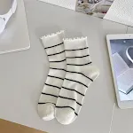 Black And White Openwork Breathable Women's Small Mid-calf Lace Women's Socks — photo 4