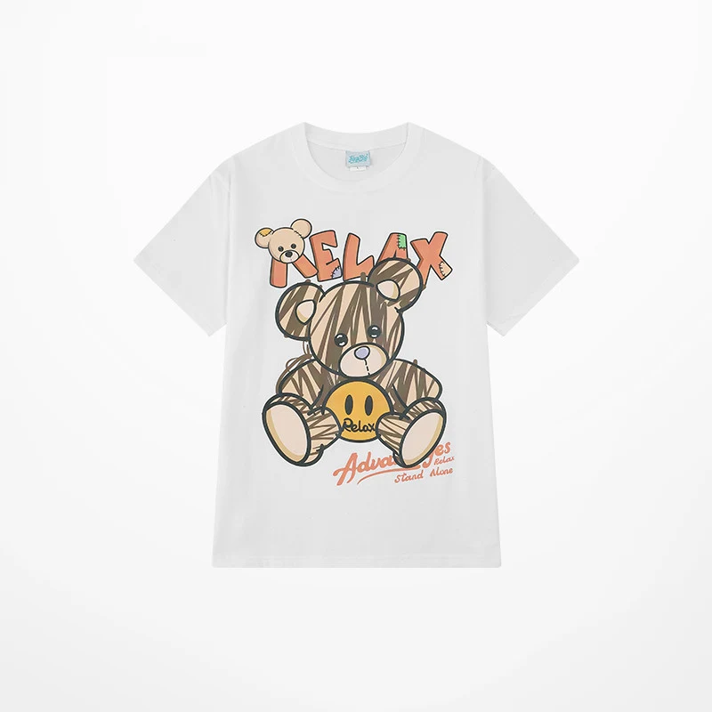 Net Celebrity Wild Trend Loose Bear T-shirt 5-point Sleeves Comfortable Summer Casual Streetwear for Men & Women — photo 4