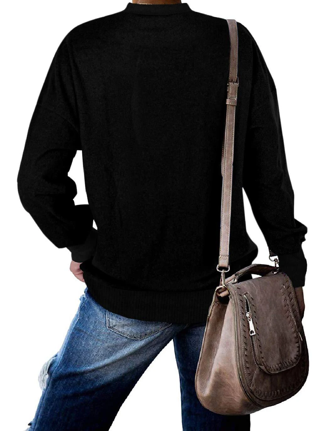 Damen Rundhals Langarm Pullover in Unifarbe, bequem und stilvoll, perfekt für den Alltag und zum Kombinieren. — foto 3