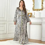Arabische herfst- en winterfluwelen jurk met print — foto 16