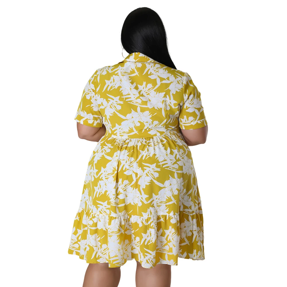 Title 6, Womens Printed Short-sleeved Shirt Dress Butto...