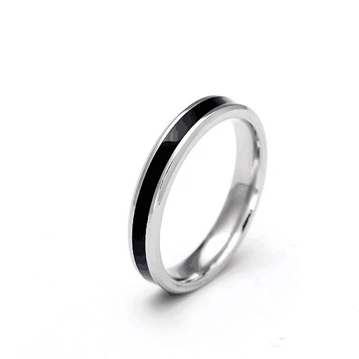 Title 2, Anillo de aceite negro de acero inoxidable para...